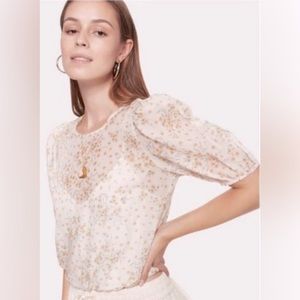 Cami NYC Womens Rheia Pale Wallflower Floral Cream Silk Blend Blouse